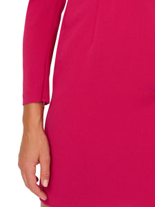 Liv Foster Long Sleeve Cocktail Dress With Notched Neckline In Rich Magenta