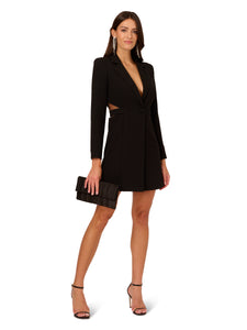 Liv Foster Long Sleeve Blazer Dress With Cutouts And Plunging Neckline In Black