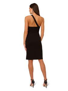 Liv Foster One Shoulder Dress With Asymmetric Illusion Neck In Black
