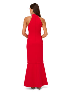 Liv Foster Strapless Mermaid Gown With Choker Collar In Red