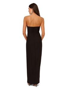 Liv Foster Strapless Column Gown With Tuxedo Accents In Black