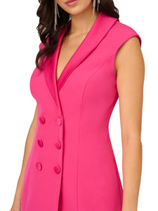 Liv Foster Liv Foster Stretch Crepe Sleeveless Blazer Dress With Feather Trim In Hot Pink