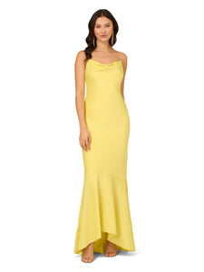 Liv Foster Liv Foster Stretch Satin High Low Gown In Sun