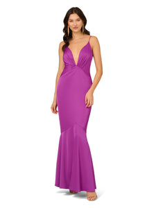 Liv Foster Liv Foster Stretch Satin Mermaid Gown In Wild Orchid