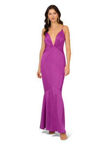 Liv Foster Liv Foster Stretch Satin Mermaid Gown In Wild Orchid